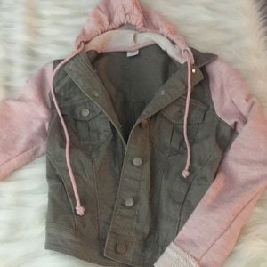 TINSELTOWN Pink and Dark Green Sweater Jacket